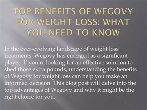 Wegovy: what you need to know about this weight .